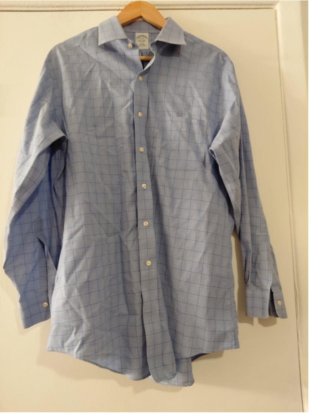 Brooks Brothers 1818 Button Dress Shirt 16-32/33 Slim Blue Micro Houndstooth